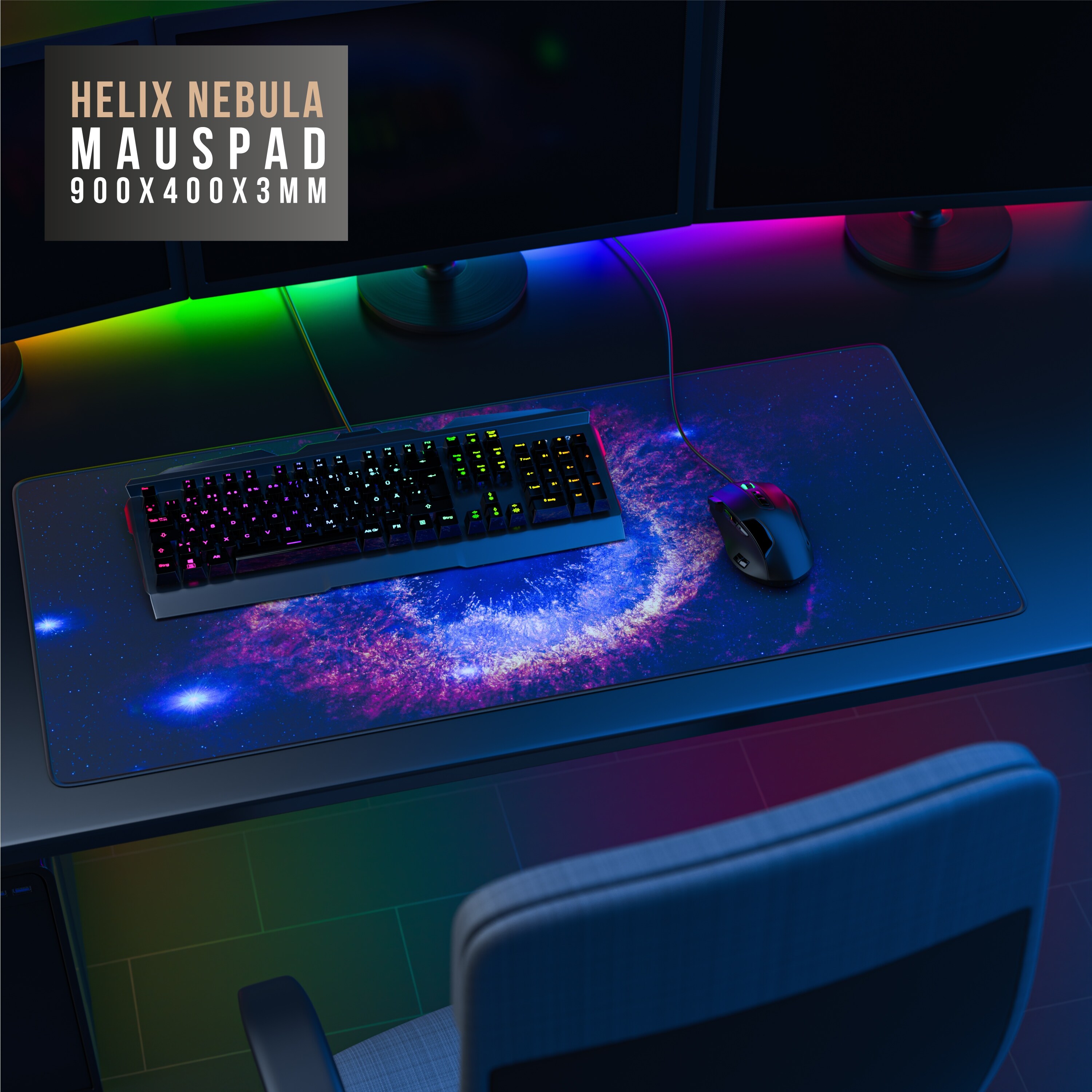 CSL Gaming Mauspad, XXL Schreibtischunterlage 900 x 400mm, Präzision & Geschwindigkeit, Supernova