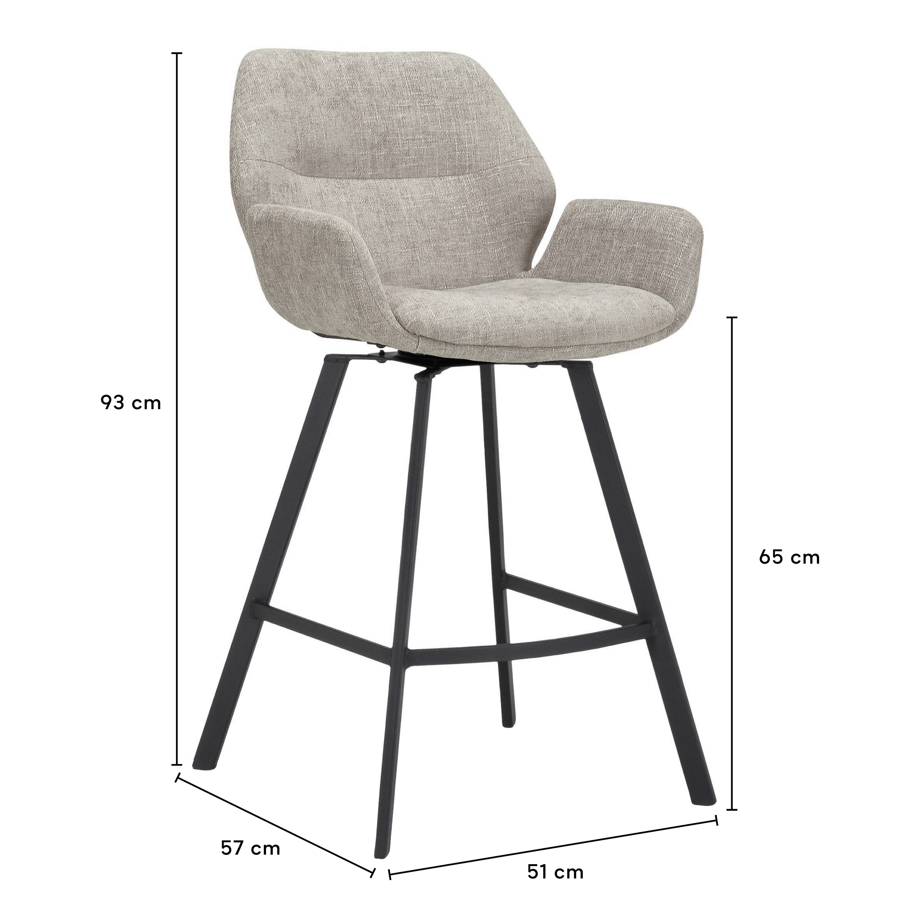 by fonQ Billy Barkruk Draaibaar - Polyester - Grijs