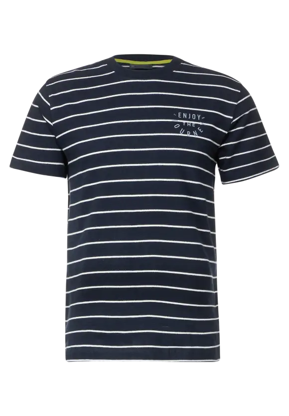 Strick Optik Streifenshirt - deep sea blue