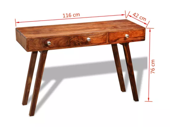 Table console avec 3 tiroirs 76 cm Bois massif de Sesham