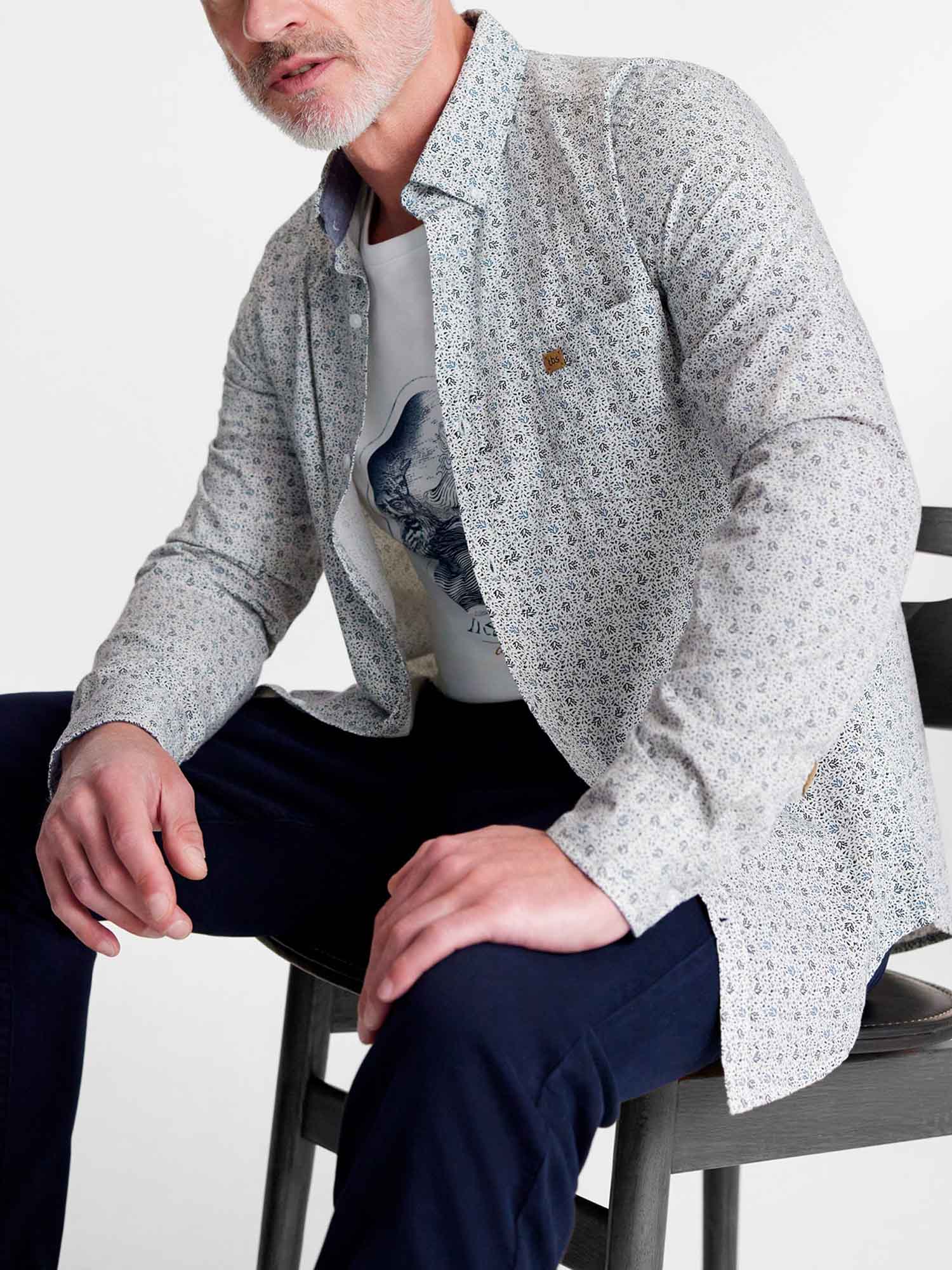 Chemise Homme A Motif Bleu et Blanc