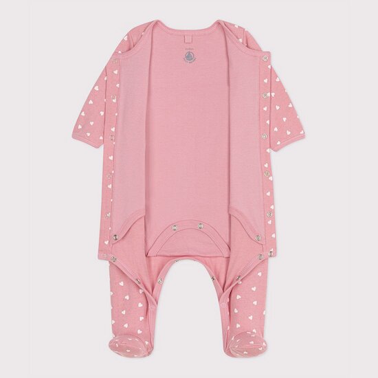 Bodyjama bébé en tubique petits cœurs   de               Petit Bateau