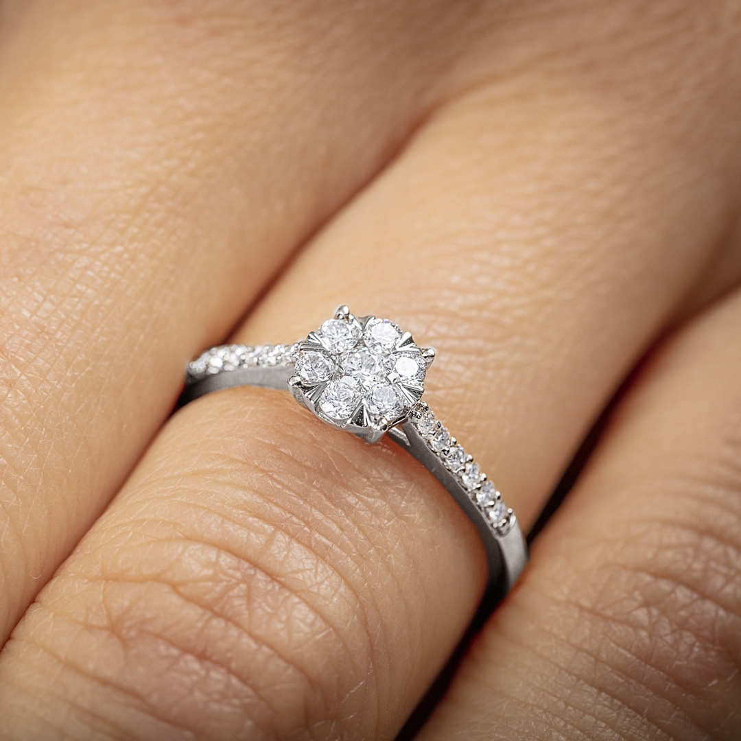 Verlobungsring 750/18 K Weissgold mit Diamanten 0.33 ct H/si by CHRISTIAN