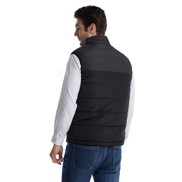 Opvarmet vest med dobbelte kontroller, konstant temperatur og varme Sort+grå XL