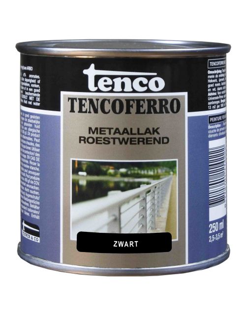 Tenco Tencoferro - Roestwerende Ijzerverf - 250 ml Zwart Dekkend