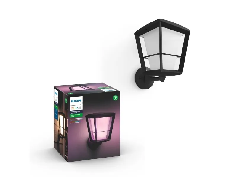 Philips Hue Econic - Væglampe - LED-lyspære - 15 W (tilsvarende 79 W) - klasse A - 2000-6500 K - sort