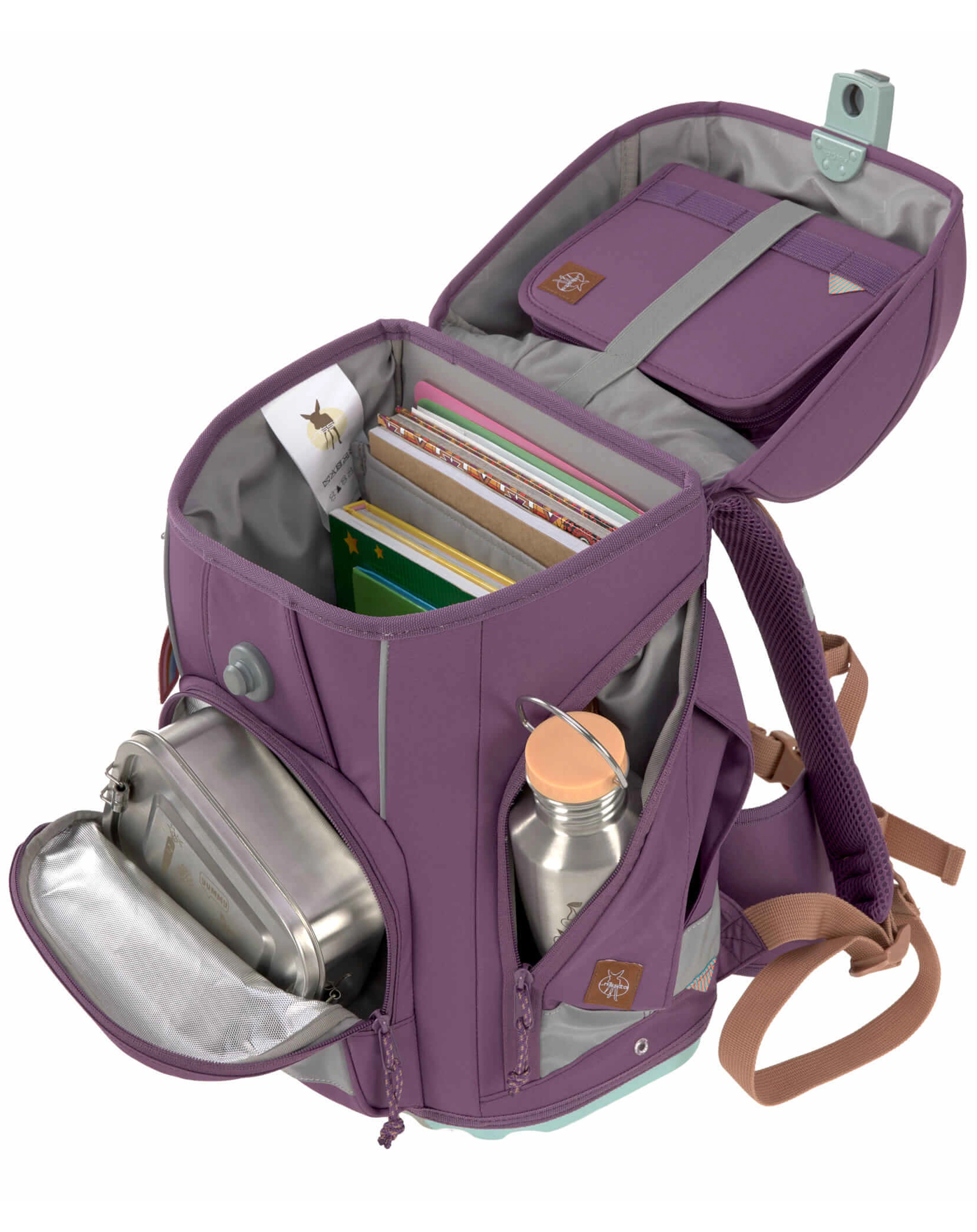 Schulranzen-Set BOXY UNIQUE (30x25x42) 7-teilig in purple