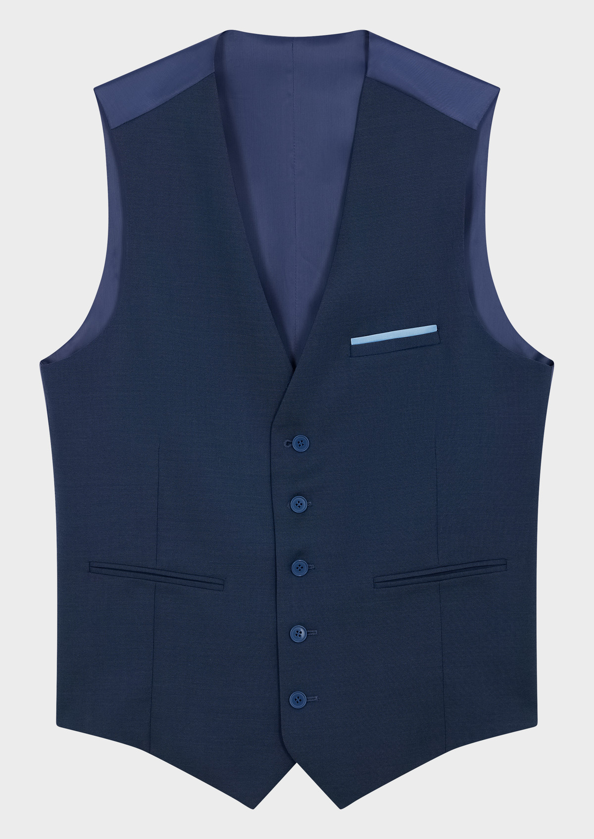 Gilet de costume en laine unie bleu prusse