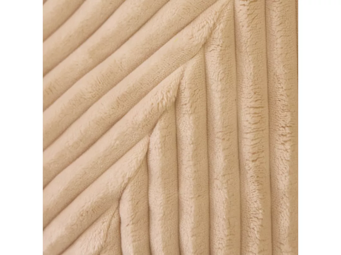 Pouf fauteuil géant en mousse expansible et velours côtelé beige - NIMBUS