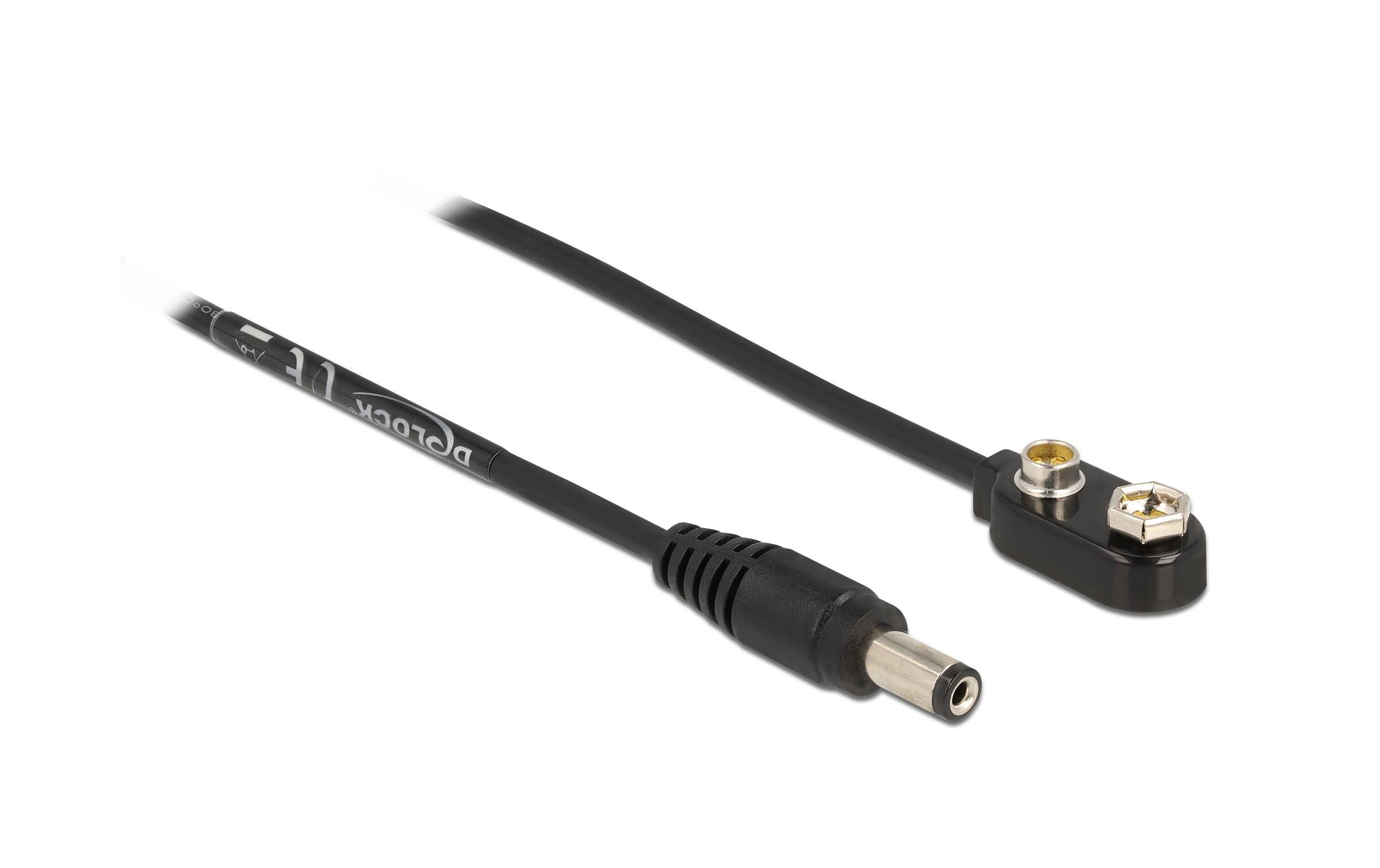 Anschlusskabel 9V Batterieclip DC 5.5 x 2.1 mm 1 StückDelock DC Stromkabel 5.5 x 2.1 mm Stecker zu Anschluss für Blockbatterie 9 V