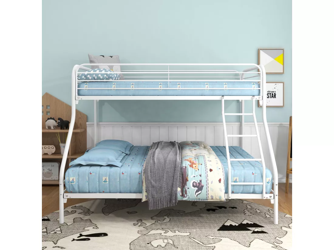 Lit double pour adulte Cadre de lit - superposé Gris Métal 140x200 cm/90x200 cm