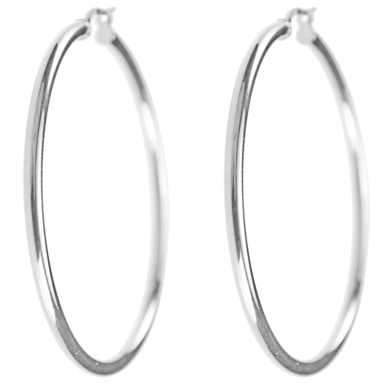 Boucles d'Oreilles Créoles Or Blanc