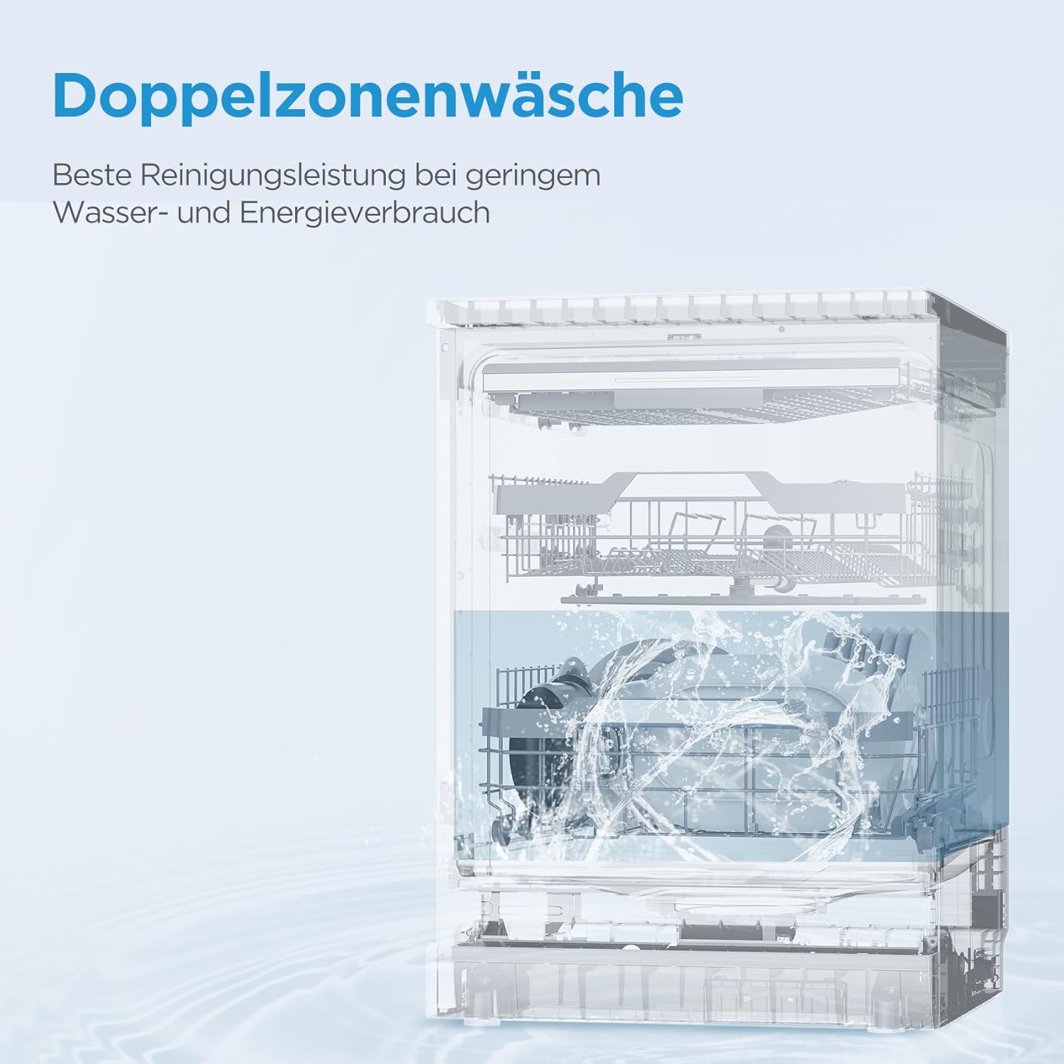 Midea Spülmaschine 45 cm MDWEF1034DSS-WE, Geschirrspüler Freistehend 10 Maßgedecke, Besteckkorb, höhenverstellbarer Oberkorb, Aqua-Stopp, Startzeitvorwahl, Silber