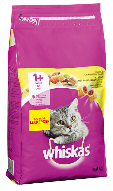 Whiskas 1  Adult Droge Brokjes - Kattenvoer - 3800 Gram - kip