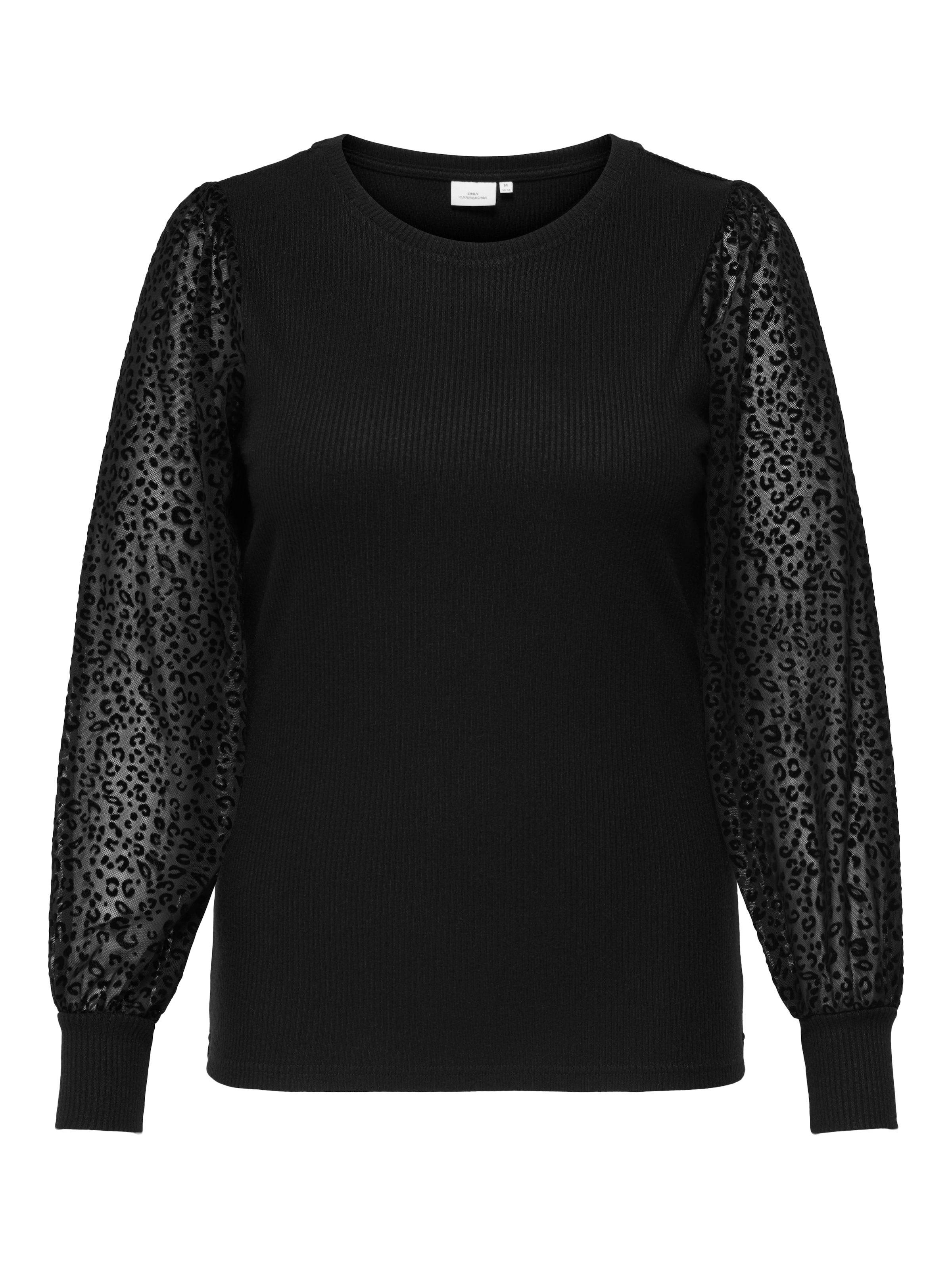 ONLY CARMAKOMA Langarmshirt »CARVELENA L/S O-NECK BLOUSE JRS«, Meshärmel mit Leoprint