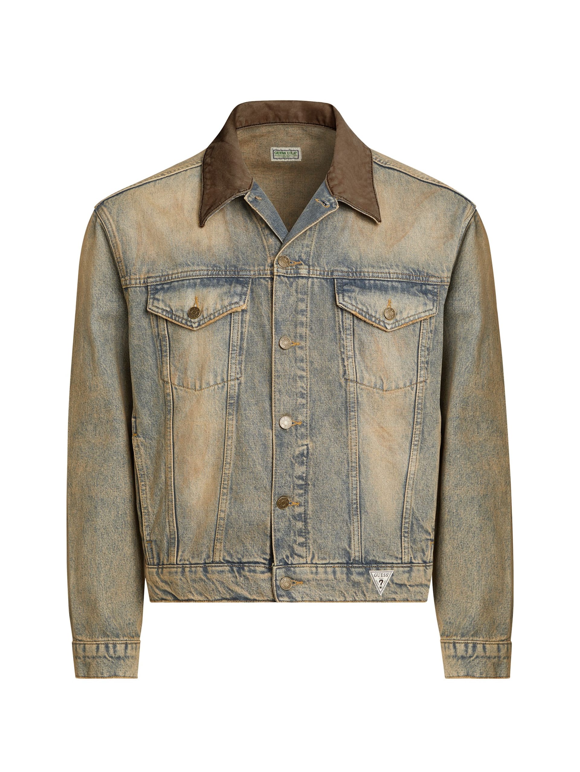jaqueta trucker de denim lavado