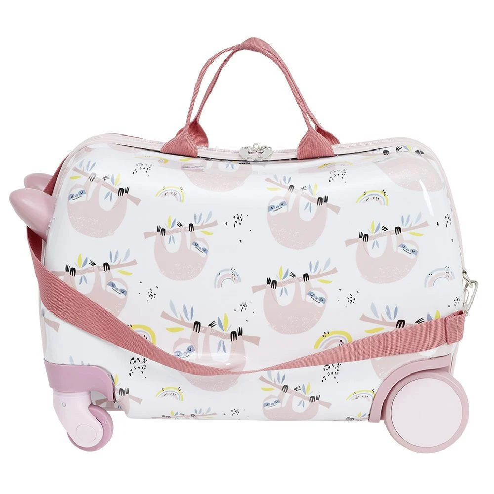 Valise trotteur enfant rose blanc 47x31xH23,5 cm