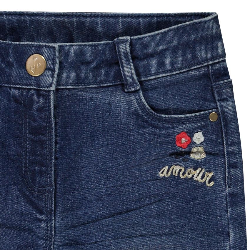 Jean slim avec broderies fantaisie pour fille - Bleu