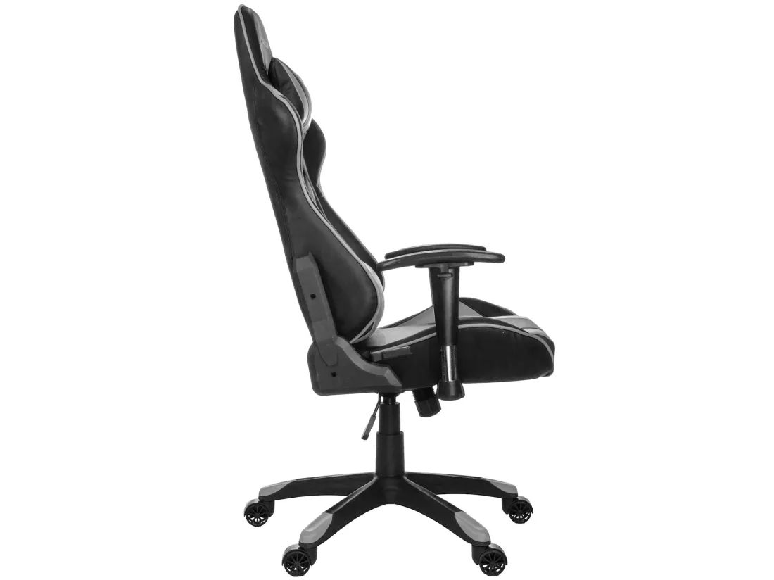 Paracon Knight Fauteuil de gamer avec oreiller cervical et soutien lombaire, gris.