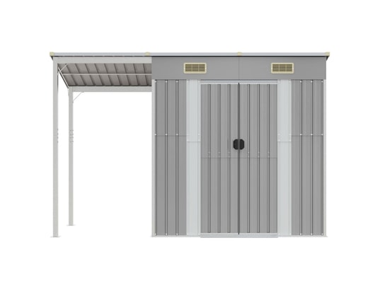 VIDAXL - Abri de jardin avec toit prolongé gris clair 277x110,5x181 c...