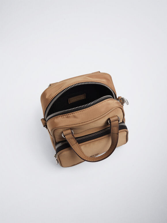 Bolsa transversal de nylon - cor camelo