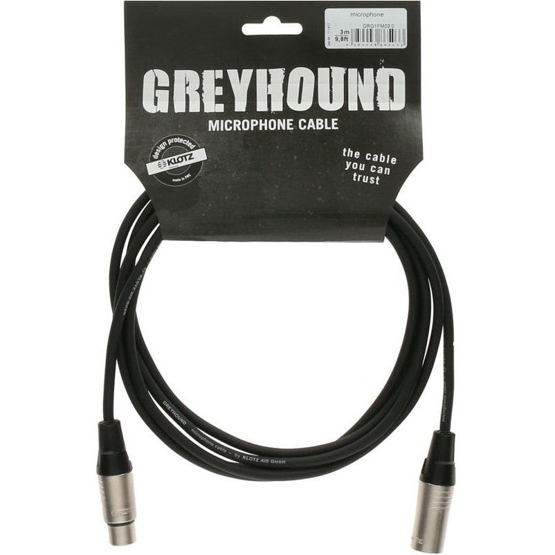 Klotz GRG1FM01.0 Greyhound XLR microfoonkabel met metalen connectoren 1m