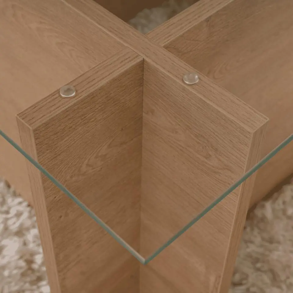 CALICOSY - Salontafel met glazen blad NOAH - 65x105x40 cm