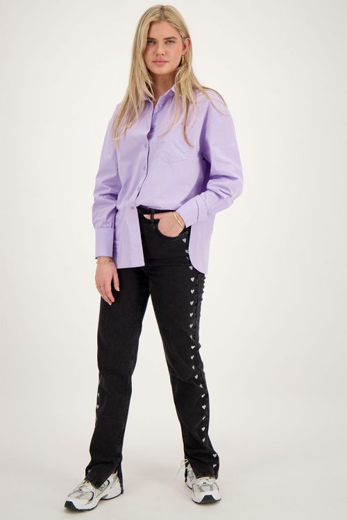 Oversized lila blouse met borstzak