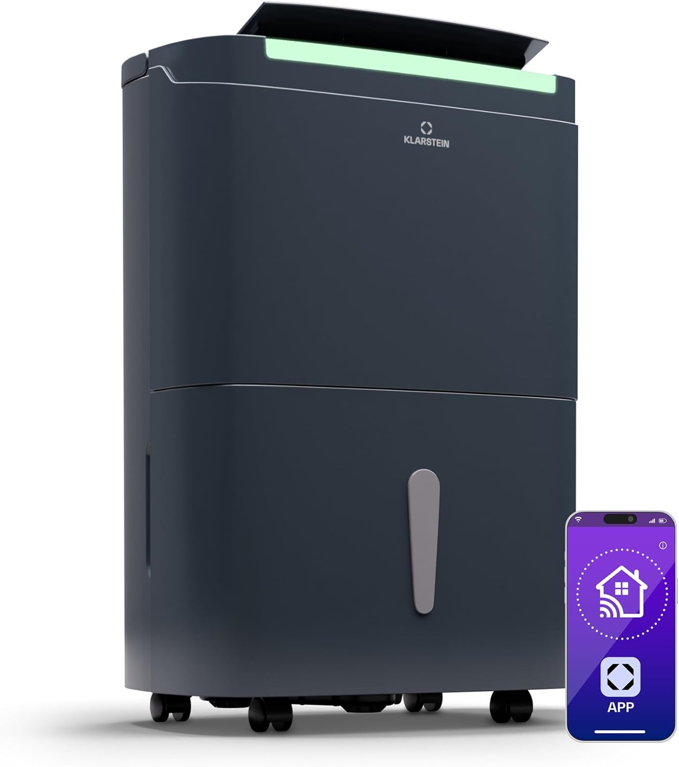 Klarstein DryFy Connect 50L Smart Luftentfeuchter - 50L/24h, WiFi App-Steuerung, 7L Tank, Timer, Elektrischer Entfeuchter für Räume 45-55m², Automatische Abschaltung, Tragbar, Anthrazit