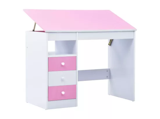 Bureau pour enfants Inclinable Rose et blanc