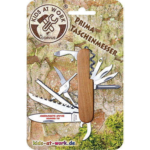 Kids at work zakmes met 12 functies - naturel hout