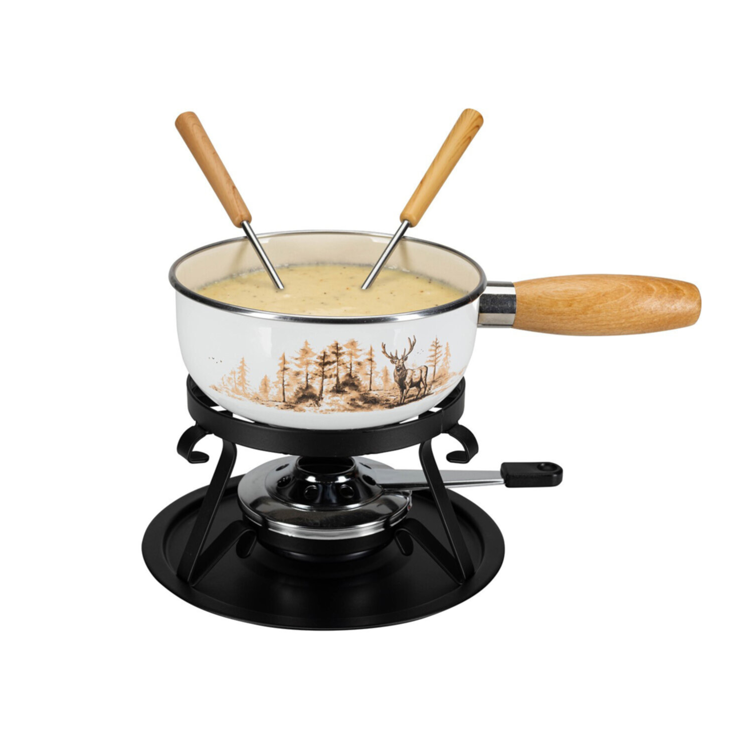 Käsefondue-Set Hirsch aus Email 5-teilig