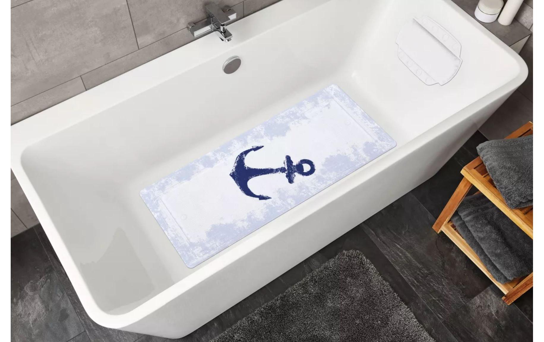 Badewanneneinlage Anchor 36 x 92 cm, Blau/WeissBadwanneneinlage