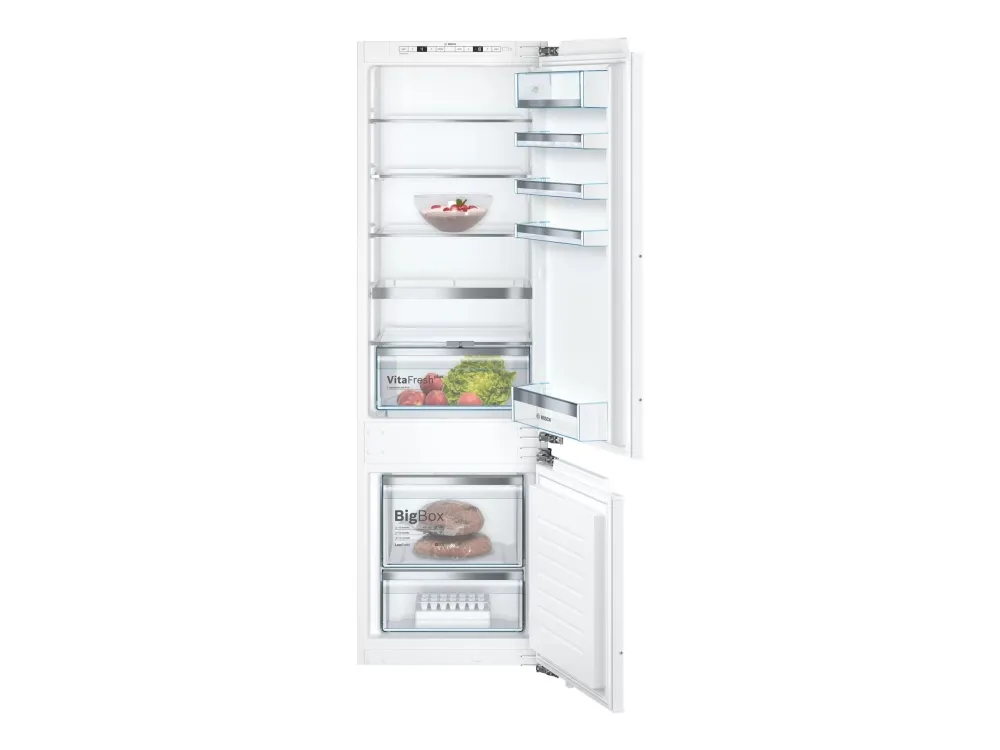 Bosch Serie | 6 KIS87AFE0 - Køleskab/fryser - bund-fryser - til indbygning - niche - bredde: 56 cm - dybde: 55 cm - højde: 177.5 cm - 272 liter - Klasse E - Fladhængsel