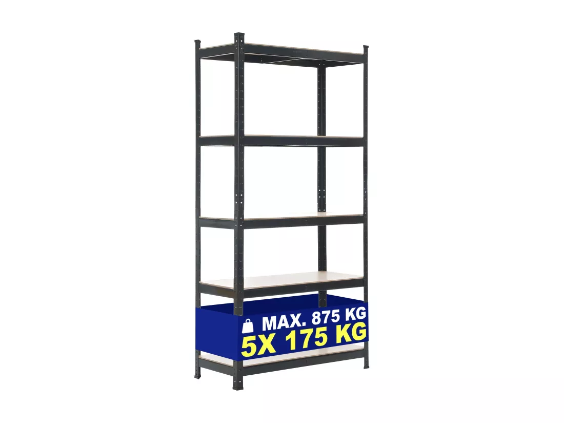 Étagère enfichable - Métal - 90x40x180 cm - Noir -