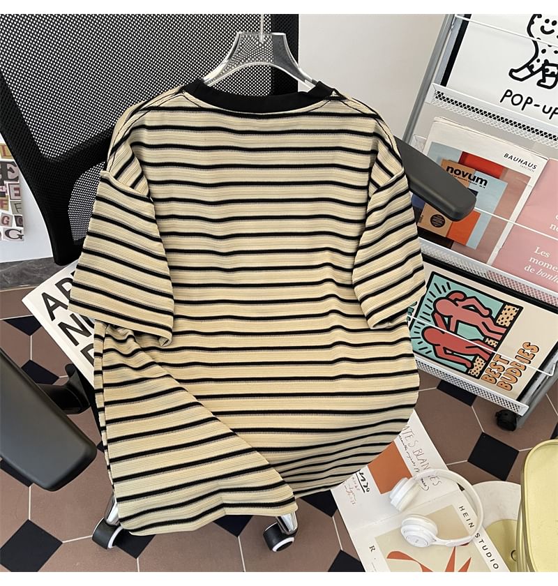 Filmas - T-shirt met ronde hals, strepen, contrasterende boorden en elleboogmouwen