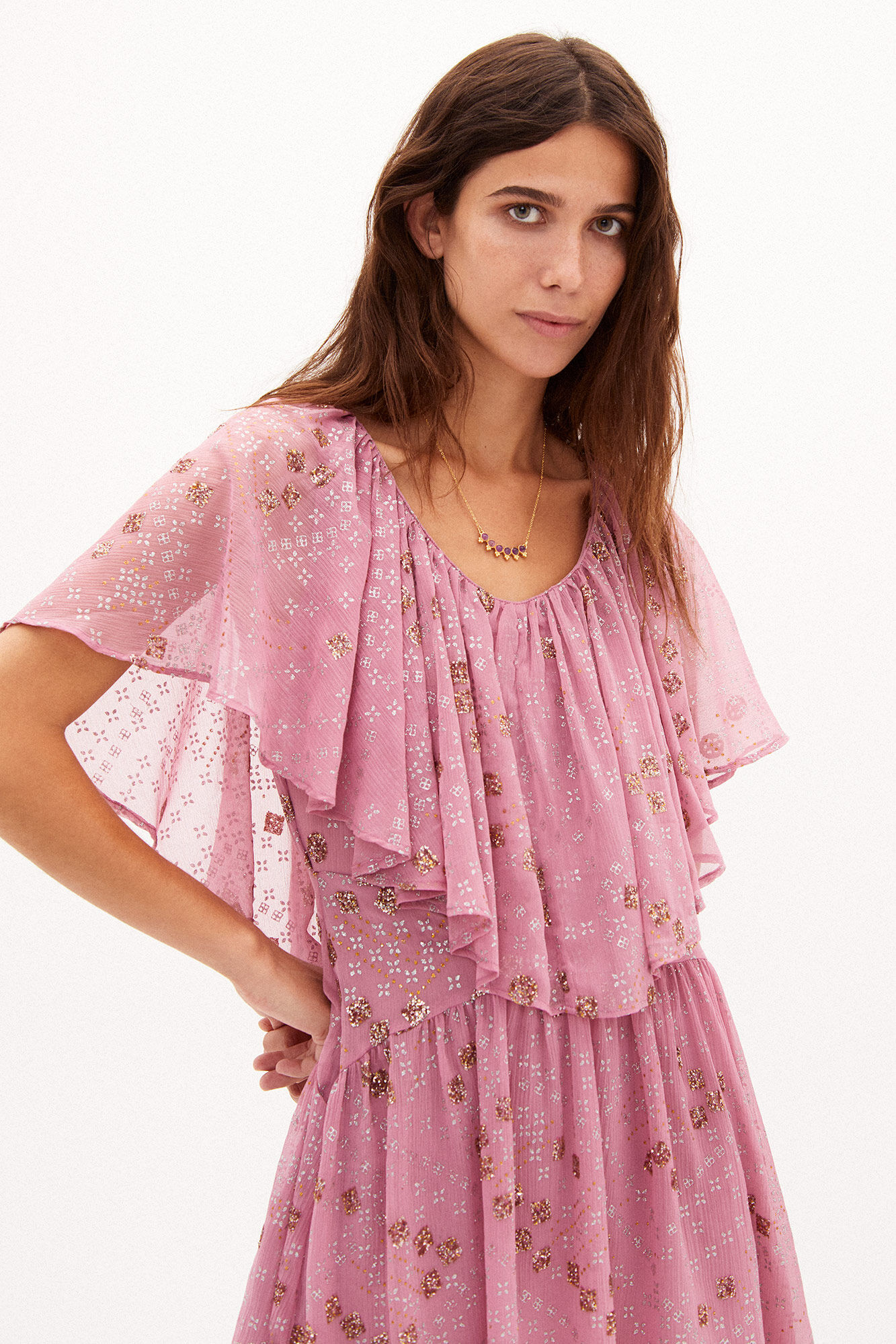 Vestido curto estampado Selena - Rosa