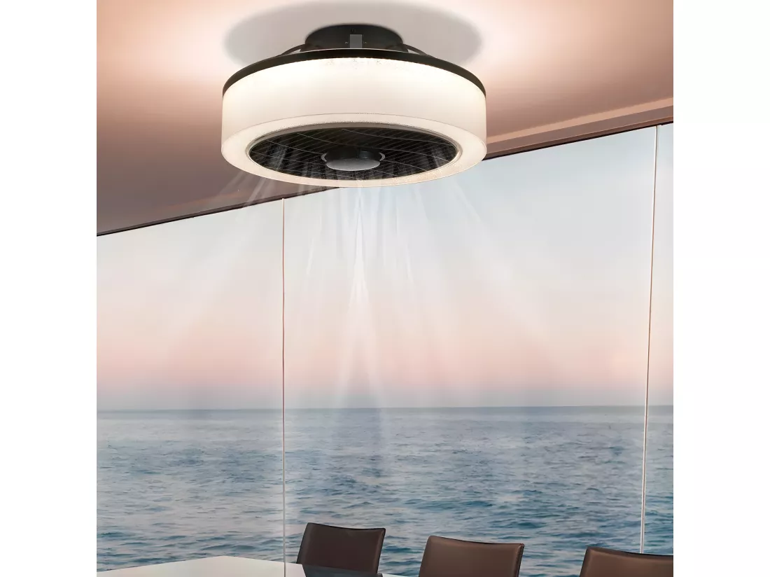 NETTLIFE Ventilateur de plafond LED avec éclairage - 39,5cm Moderne, grand & silencieux, télécommande, minuterie, 34W, 3000K-6000K dimmable