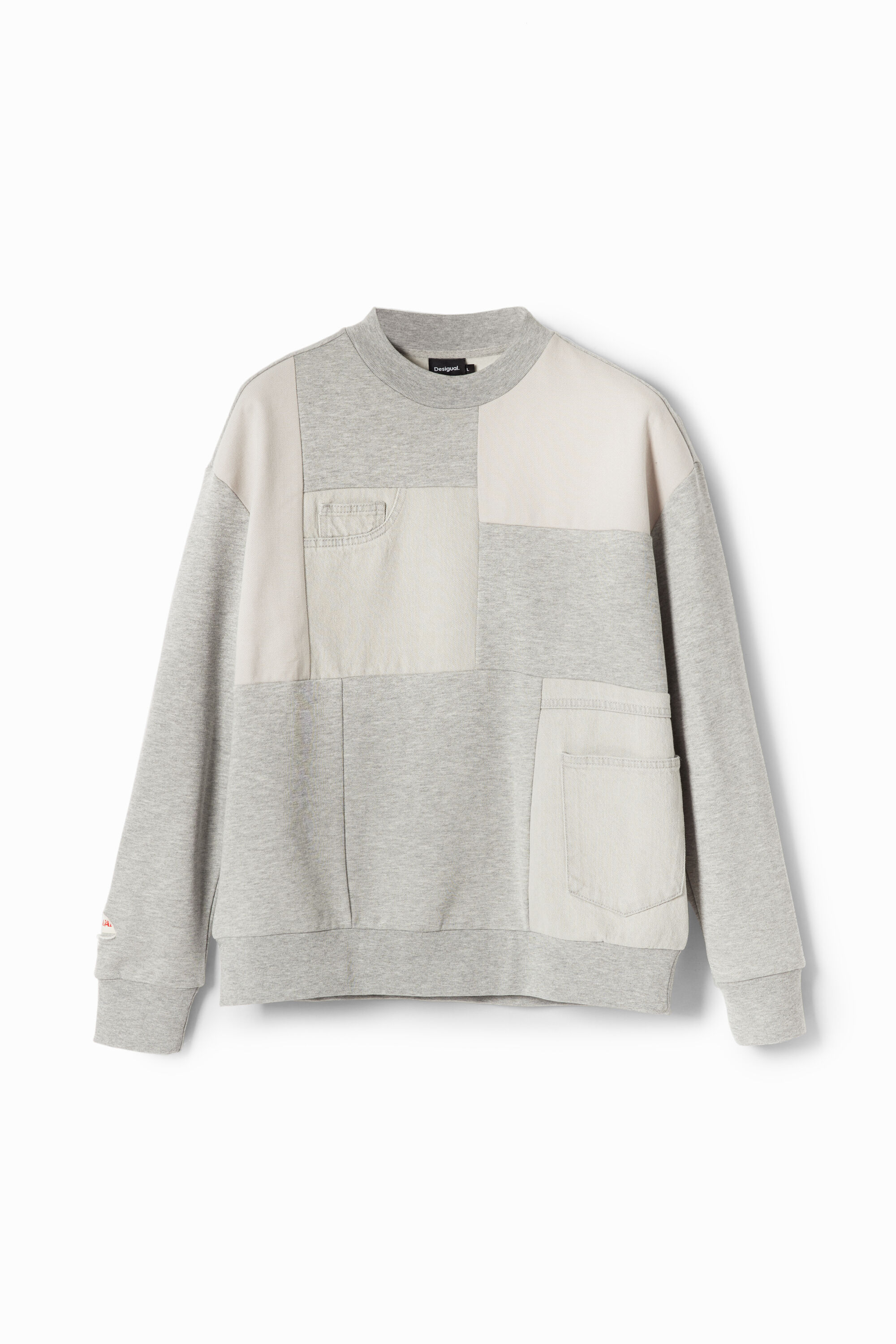 Sweat-shirt patchwork denim