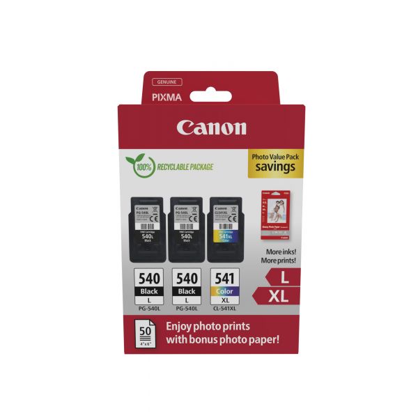 Tinteiro Canon Pack 2 Tinteiros PG-540L   1 Tinteiro CL-541XL   Papel Fotográfico