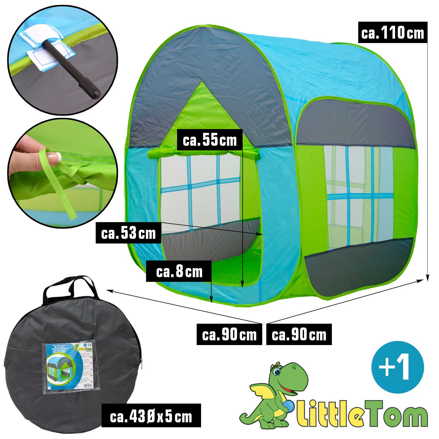 Bällebad Spielzelt 90x90x110cm Popup Baby Spielhaus Kinder-Zelt Blau