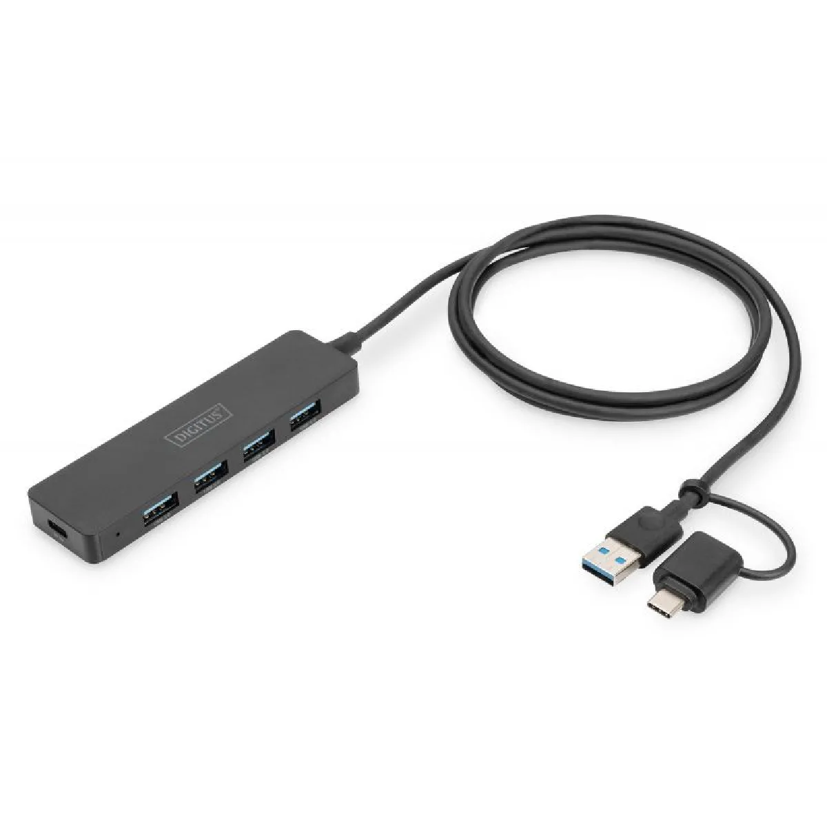 DIGITUS Slim Line 4 Port USB 3.0 Hub - Noir