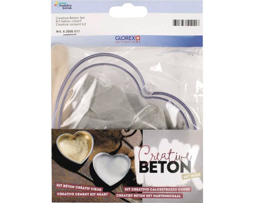 Creatieve set met betonnen hart en gietvorm