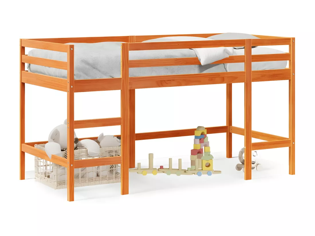Lit mezzanine enfants avec échelle 80x200 cm bois pin massif
