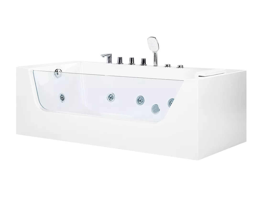 Baignoire balnéo angle droit blanche 170 x 80 cm PUQUIO