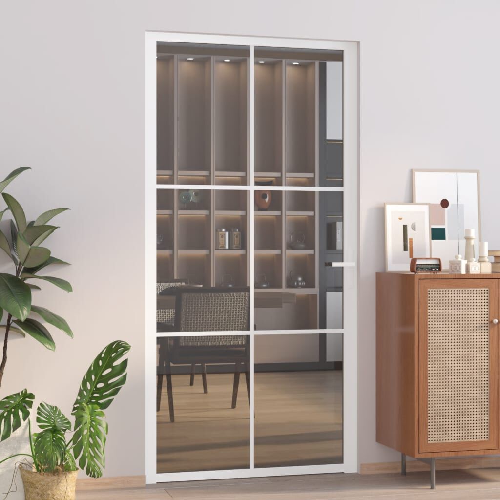 vidaXL Binnendeur, 102,5x201,5 cm, wit, ESG-glas en aluminium
