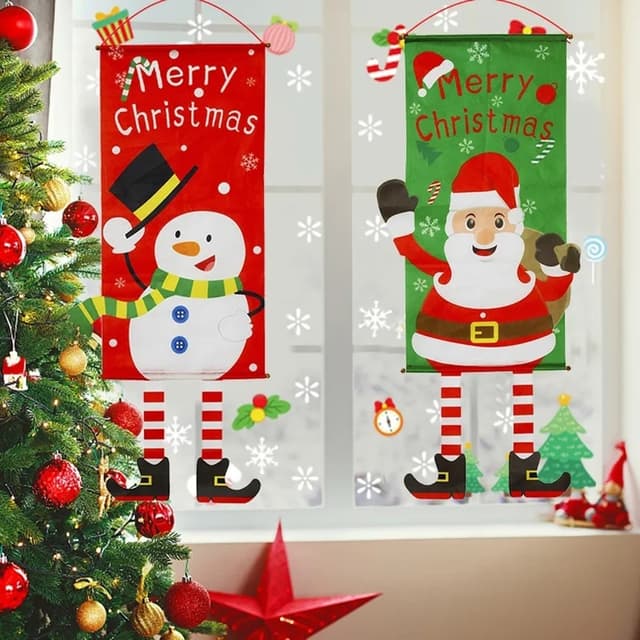 Glædelig jul Flag Xmas hængende banner dørdekoration