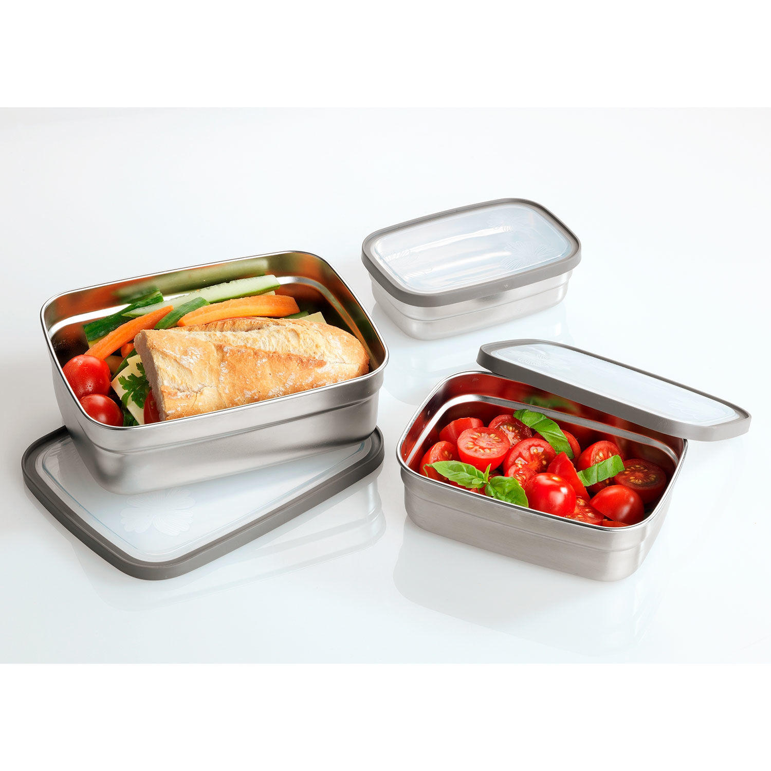 Edelstahl Lunch- und Aufbewahrungsboxen 3er-Set