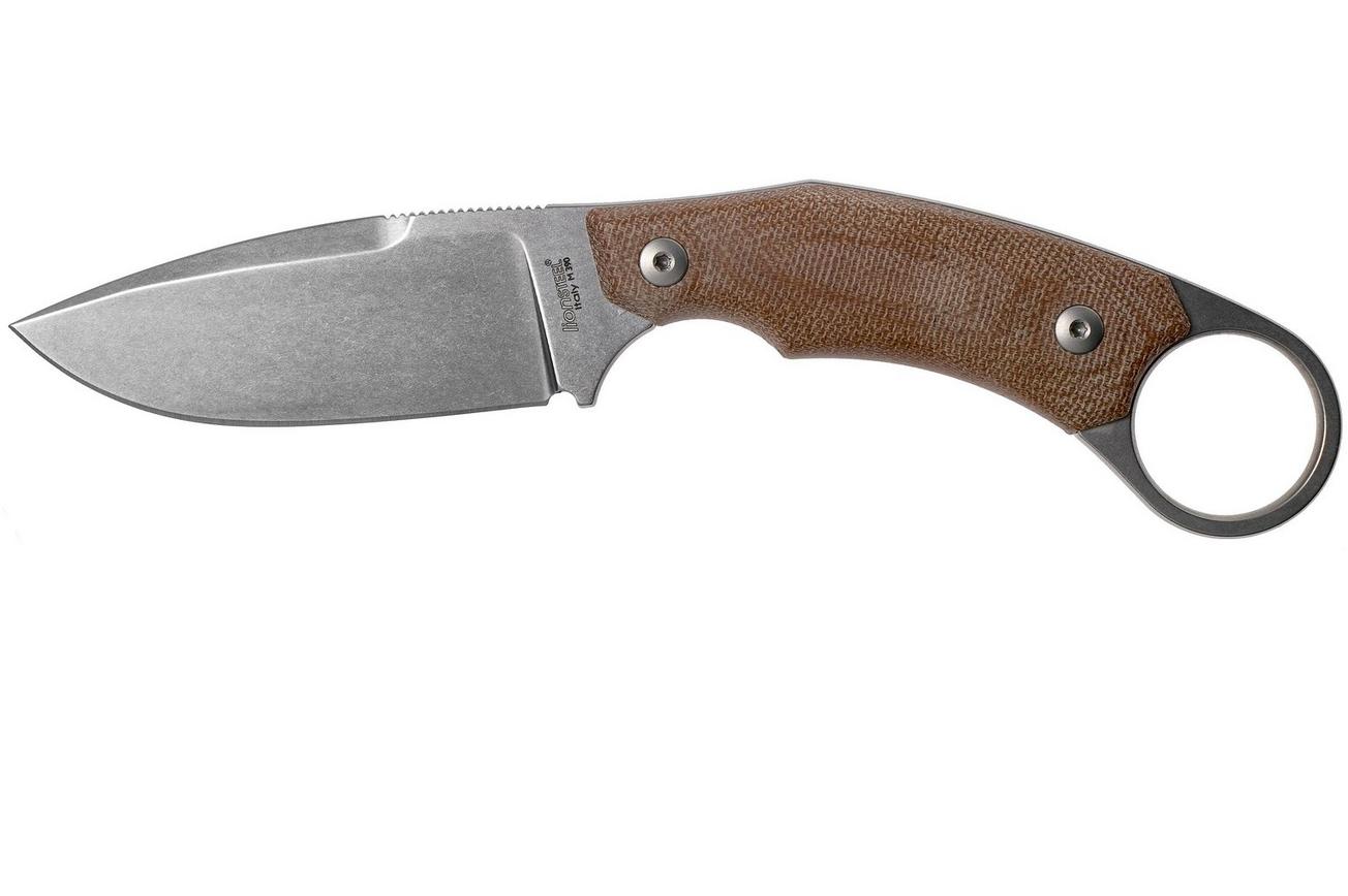 LionSteel H2 Drop Point CVN Natural Canvas Micarta vaststaand mes, Tommaso Rumici design