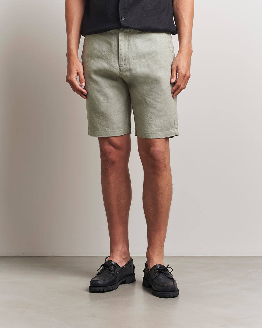 NN07 Crown Linen Shorts Sage Green